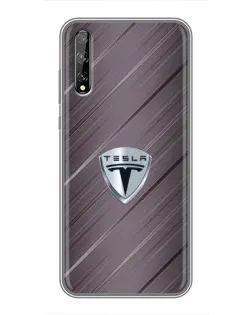 Чехол для Huawei P Smart S / Y8p (2020) с картинкой «Металлическая текстура Tesla»
