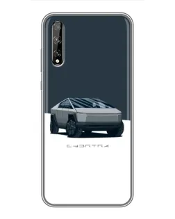 Чехол для Huawei P Smart S / Y8p (2020) с картинкой «Серебристый Cybertruck Tesla»