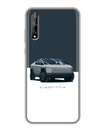 Чехол для Huawei P Smart S / Y8p (2020) с картинкой «Серебристый Cybertruck Tesla»