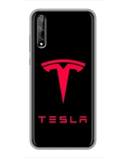Чехол для Huawei P Smart S / Y8p (2020) с картинкой «Tesla Red Logo»