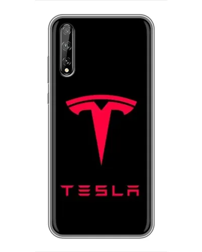 Чехол для Huawei P Smart S / Y8p (2020) с картинкой «Tesla Red Logo»