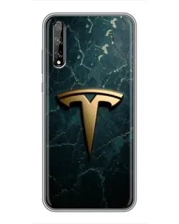Чехол для Huawei P Smart S / Y8p (2020) с картинкой «Мраморная Tesla Gold»