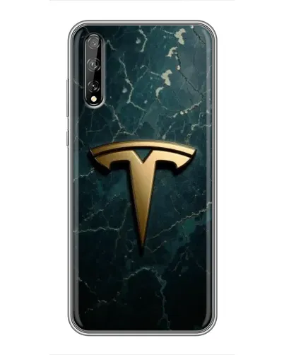 Чехол для Huawei P Smart S / Y8p (2020) с картинкой «Мраморная Tesla Gold»
