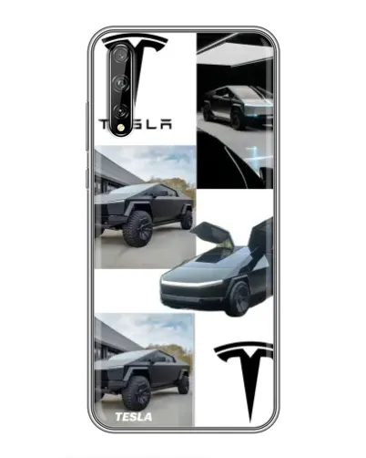 Чехол для Huawei P Smart S / Y8p (2020) с картинкой «Коллаж Cybertruck Tesla»