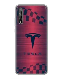 Чехол для Huawei P Smart S / Y8p (2020) с картинкой «Тесла красный карбон»