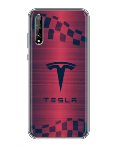 Чехол для Huawei P Smart S / Y8p (2020) с картинкой «Тесла красный карбон»