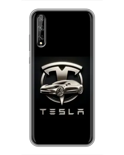 Чехол для Huawei P Smart S / Y8p (2020) с картинкой «Tesla — серебристое авто»