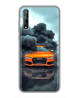 Чехол для Huawei P Smart S / Y8p (2020) с картинкой «Audi в облаках дыма»