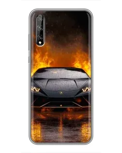 Чехол для Huawei P Smart S / Y8p (2020) с картинкой «Lamborghini в огне»