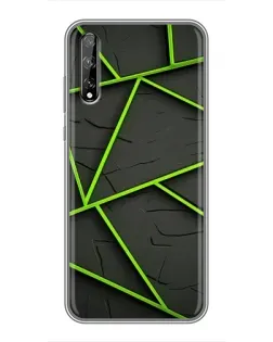 Чехол для Huawei P Smart S / Y8p (2020) с картинкой «Зеленые геометрические линии»