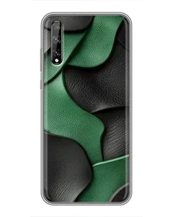 Чехол для Huawei P Smart S / Y8p (2020) с картинкой «Зеленые кожаные волны»
