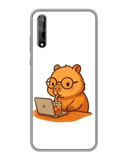 Чехол для Huawei P Smart S / Y8p (2020) с картинкой «Капибара с ноутбуком»