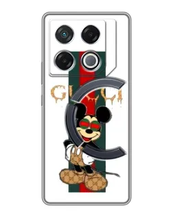 Чехол для Infinix GT 20 Pro с картинкой «Микки Маус Gucci — полосы»