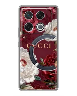Чехол для Infinix GT 20 Pro с картинкой «Gucci — бордовые розы»