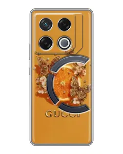 Чехол для Infinix GT 20 Pro с картинкой «Gucci — золотые бабочки»