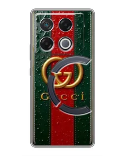 Чехол для Infinix GT 20 Pro с картинкой «Gucci — фирменная полоса и золото»