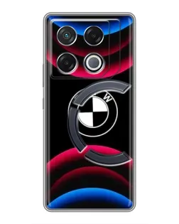 Чехол для Infinix GT 20 Pro с картинкой «Логотип BMW и неоновые дуги»
