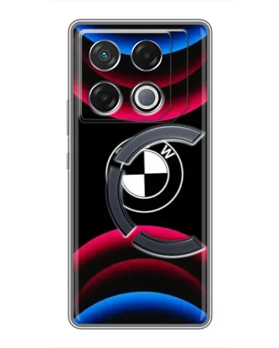 Чехол для Infinix GT 20 Pro с картинкой «Логотип BMW и неоновые дуги» Чехол для Infinix GT 20 Pro с картинкой «Логотип BMW и неоновые дуги»