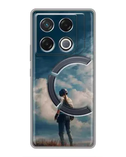 Чехол для Infinix GT 20 Pro с картинкой «Герой PUBG на скале»
