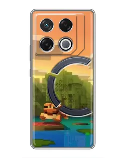 Чехол для Infinix GT 20 Pro с картинкой «Майнкрафт закат солнца»