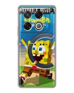 Чехол для Infinix GT 20 Pro с картинкой «Губка Боб Minecraft»