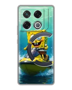 Чехол для Infinix GT 20 Pro с картинкой «Спанч Боб на гидроцикле»