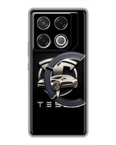 Чехол для Infinix GT 20 Pro с картинкой «Tesla — серебристое авто»