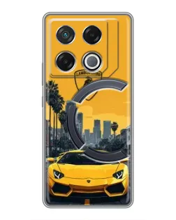 Чехол для Infinix GT 20 Pro с картинкой «Желтый Lamborghini город»