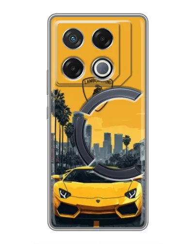 Чехол для Infinix GT 20 Pro с картинкой «Желтый Lamborghini город» Чехол для Infinix GT 20 Pro с картинкой «Желтый Lamborghini город»