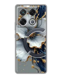 Чехол для Infinix GT 20 Pro с картинкой «Белый цветок и золотой флюид» Чехол для Infinix GT 20 Pro с картинкой «Белый цветок и золотой флюид»