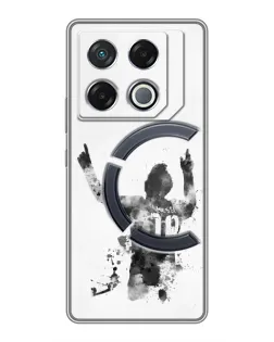 Чехол для Infinix GT 20 Pro с картинкой «Черно-белый силуэт Месси»