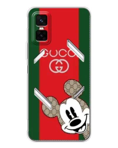 Чехол для Infinix GT 30 Pro с картинкой «Gucci — полосы и Микки»