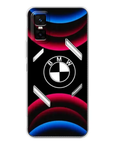 Чехол для Infinix GT 30 Pro с картинкой «Логотип BMW и неоновые дуги»