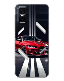 Чехол для Infinix GT 30 Pro с картинкой «Красная BMW на дороге»