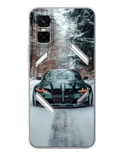 Чехол для Infinix GT 30 Pro с картинкой «BMW в зимнем лесу»