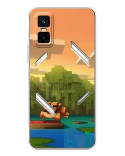 Чехол для Infinix GT 30 Pro с картинкой «Майнкрафт закат солнца»