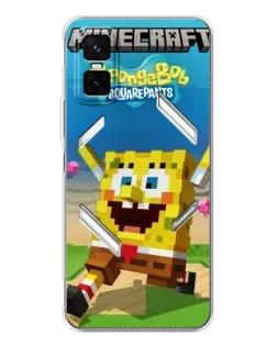 Чехол для Infinix GT 30 Pro с картинкой «Губка Боб Minecraft»