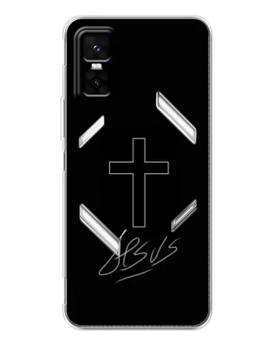 Чехол для Infinix GT 30 Pro с картинкой «Графический крест Jesus» Чехол для Infinix GT 30 Pro с картинкой «Графический крест Jesus»