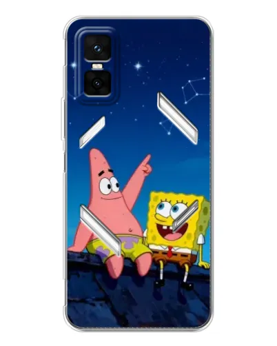 Чехол для Infinix GT 30 Pro с картинкой «Губка Боб и Патрик ночью» Чехол для Infinix GT 30 Pro с картинкой «Губка Боб и Патрик ночью»