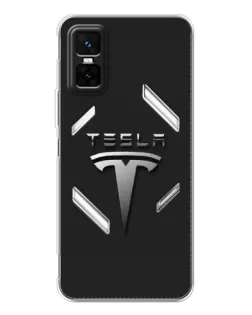 Чехол для Infinix GT 30 Pro с картинкой «Стальной логотип Tesla»