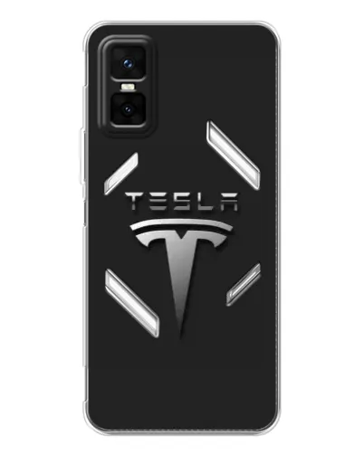 Чехол для Infinix GT 30 Pro с картинкой «Стальной логотип Tesla»