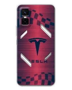 Чехол для Infinix GT 30 Pro с картинкой «Тесла красный карбон»