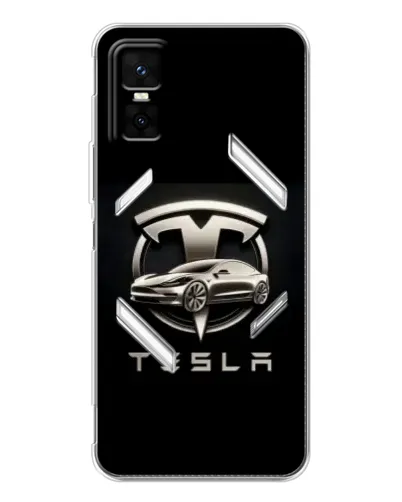 Чехол для Infinix GT 30 Pro с картинкой «Tesla — серебристое авто»