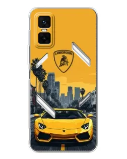 Чехол для Infinix GT 30 Pro с картинкой «Желтый Lamborghini город»