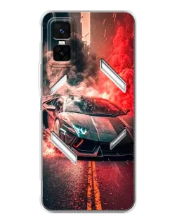 Чехол для Infinix GT 30 Pro с картинкой «Lamborghini красный дым»