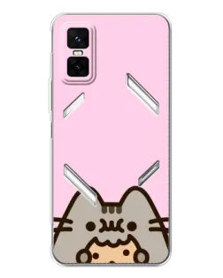 Чехол для Infinix GT 30 Pro с картинкой «Pusheen и печенье»