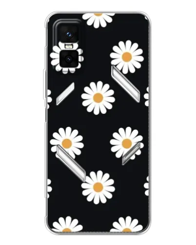 Чехол для Infinix GT 30 Pro с картинкой «Ромашки на черном»