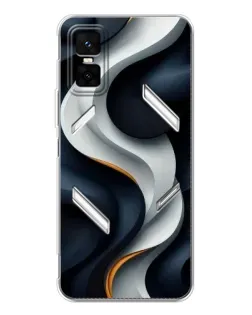 Чехол для Infinix GT 30 Pro с картинкой «Объемные черно-белые ленты»