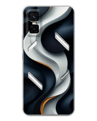 Чехол для Infinix GT 30 Pro с картинкой «Объемные черно-белые ленты» Чехол для Infinix GT 30 Pro с картинкой «Объемные черно-белые ленты»