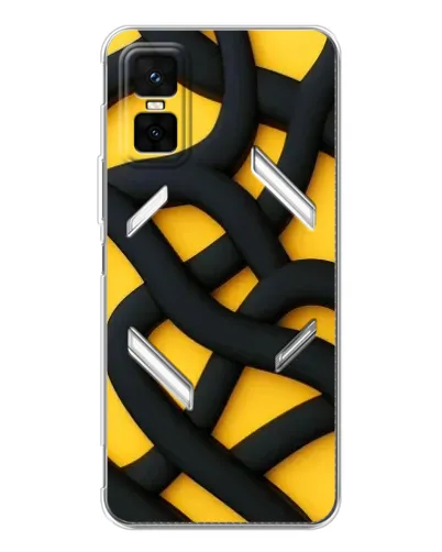 Чехол для Infinix GT 30 Pro с картинкой «Черное желтое переплетение» Чехол для Infinix GT 30 Pro с картинкой «Черное желтое переплетение»